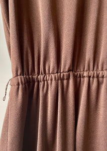 Cute plain brown knee length 1970s vintage dress by Uninhibited S/M