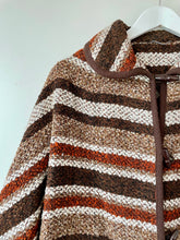 Load image into Gallery viewer, Cozy brown striped wool vintage 1960s/1970s short poncho cape by Julius M