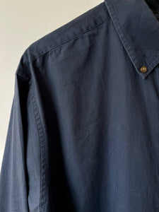 Mid blue button down collar mens long sleeve shirt by Eddie Bauer L