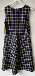 Sleeveless check A-line vintage 1970s shift dress L