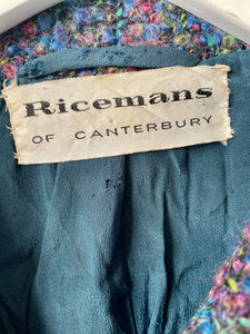 Multicoloured vintage 1960s lined short wool box jacket from Ricemans of Canterbury M