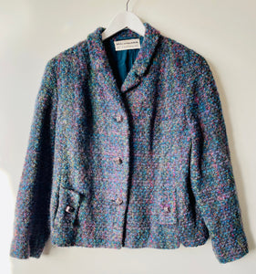 Multicoloured vintage 1960s lined short wool box jacket from Ricemans of Canterbury M