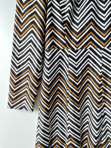 Fab geometric design vintage 1960s to 1970s knee length long sleeve dress by Carnegie of London M