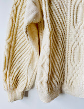 Load image into Gallery viewer, Soft cream cable knit  handmade jumper M to L