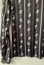 Load image into Gallery viewer, Pink and black vintage 1970s patterned ladies shirt S