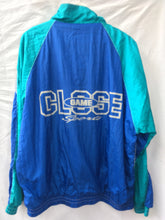 Load image into Gallery viewer, 1980s vintage turquoise blue grey shell track jacket by &#39;Must be sport&#39;  L