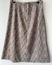 Load image into Gallery viewer, Paisley patterned 1960s vintage crimplene handmade short skirt M Medium