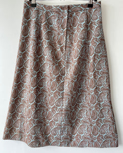 Paisley patterned 1960s vintage crimplene handmade short skirt M Medium