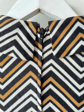 Load image into Gallery viewer, Fab geometric design vintage 1960s to 1970s knee length long sleeve dress by Carnegie of London M