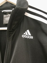 Load image into Gallery viewer, Black with white stripes Adidas track jacket M