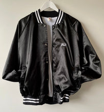 Load image into Gallery viewer, Black baseball style vintage bomber jacket Large L