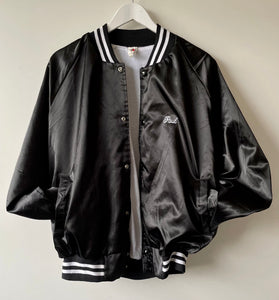 Black baseball style vintage bomber jacket Large L