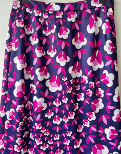 Striking purple flower vintage 1970s maxi long skirt S