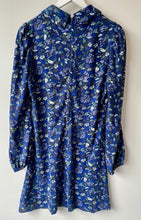 Load image into Gallery viewer, Pretty blue flower short vintage 1960s bell sleeve dress from St Michael Courtelle Medium M