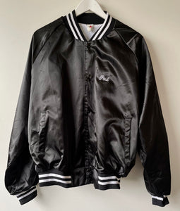Black baseball style vintage bomber jacket Large L
