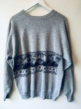 Load image into Gallery viewer, Grey Monarch ski pattern vintage 90s sweatshirt made in USA L/XL