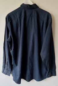 Mid blue button down collar mens long sleeve shirt by Eddie Bauer L