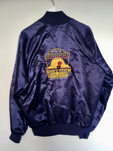 Dark blue vintage satin baseball style bomber jacket XL