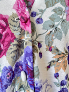 Flower vintage 1980s short sleeve dress by Etam M to L