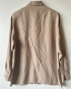Beige oversize vintage 1980s 1990s silk shirt Medium Large M L