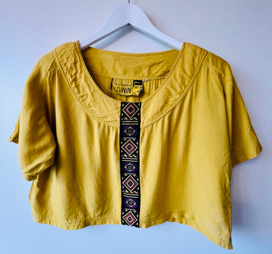 1980s yellow cropped top