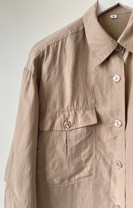 Beige oversize vintage 1980s 1990s silk shirt Medium Large M L